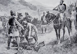 The Welsh Paying a Tribute of Wolves Heads to Edgar, Illustration from 